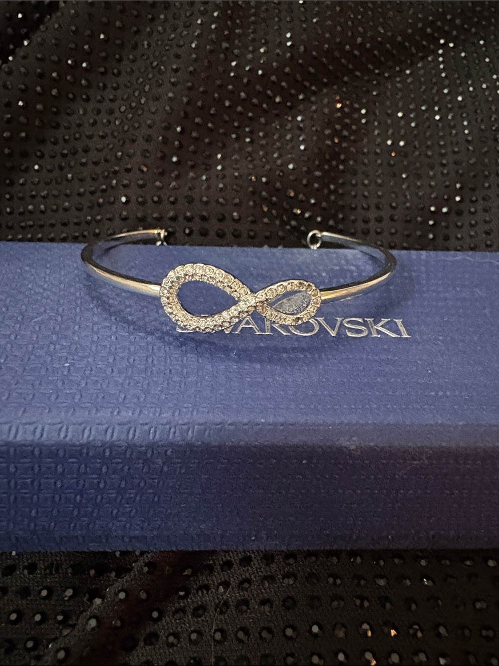 Swarovski Silver Crystal Infinity Bangle Bracelet